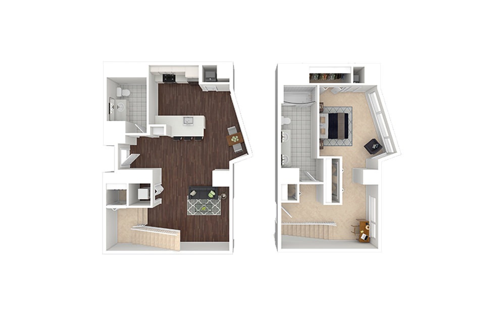 a3.1.5 - 1 bedroom floorplan layout with 1.5 bath and 1130 square feet.