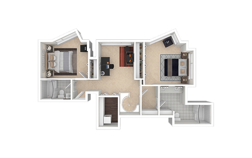 a4.1.5 - 2 bedroom floorplan layout with 2 baths and 1540 square feet.