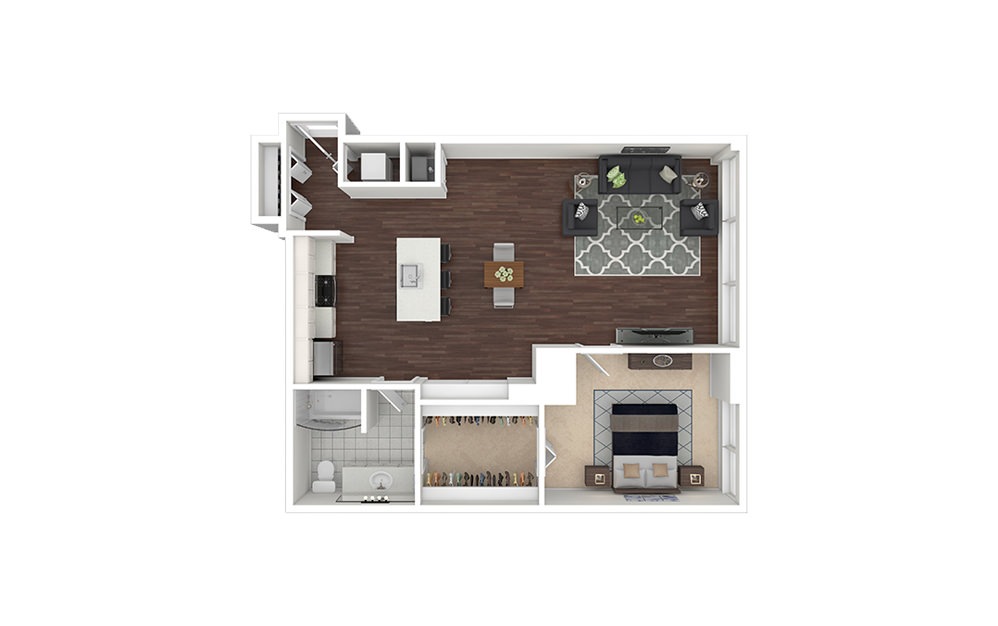 a9.1 - 1 bedroom floorplan layout with 1 bath and 872 to 1027 square feet.