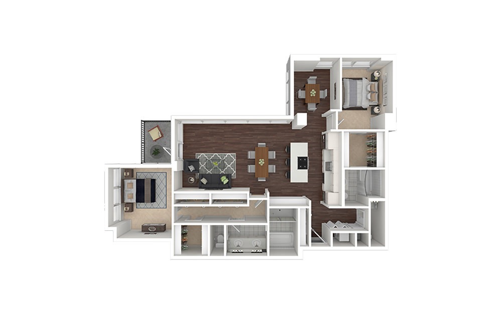 b14.2 - 2 bedroom floorplan layout with 2 baths and 1763 square feet.
