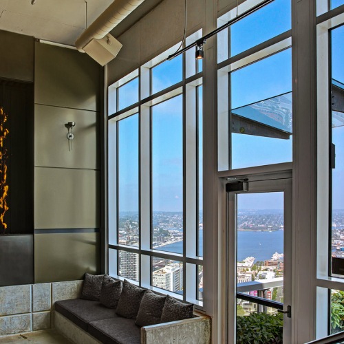 Fireplace nook with view from 41st floor Fireplace nook with view from 41st floor